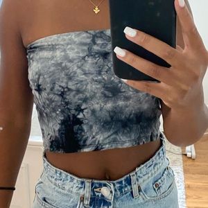 american eagle tie die cropped tube top